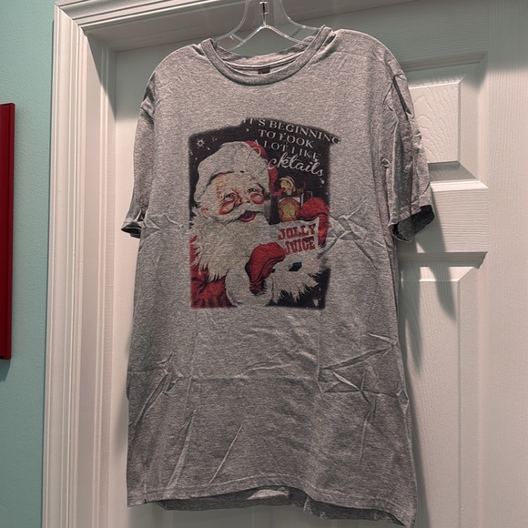 NWOT it’s beginning to look a lot like cocktails Christmas t-shirt with Santa - Picture 2 of 4
